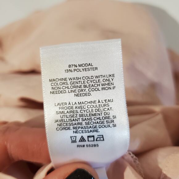 Express NWT Modal Balloon Puff Sleeve Pink Blouse Womens Size S Keyhole Neck - Picture 9 of 11